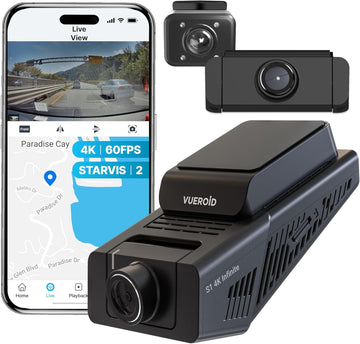 Vueroid S1 Infinite 4K + 2.5K + 2.5K Dashcam Front, Inside, and Rear (3CH) - Items