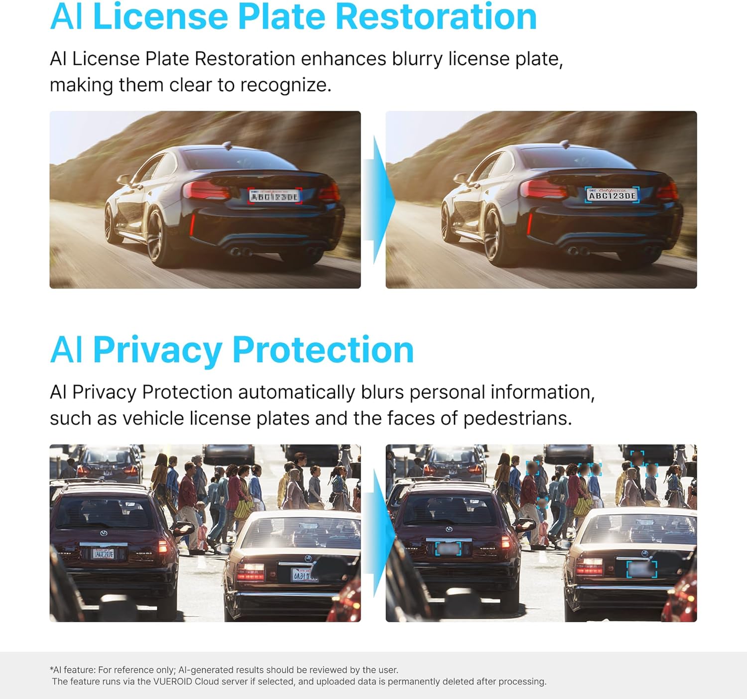 Vueroid S1 Infinite 4K + 2.5K Front and Rear Dashcam WiFi Parking Mode - Items