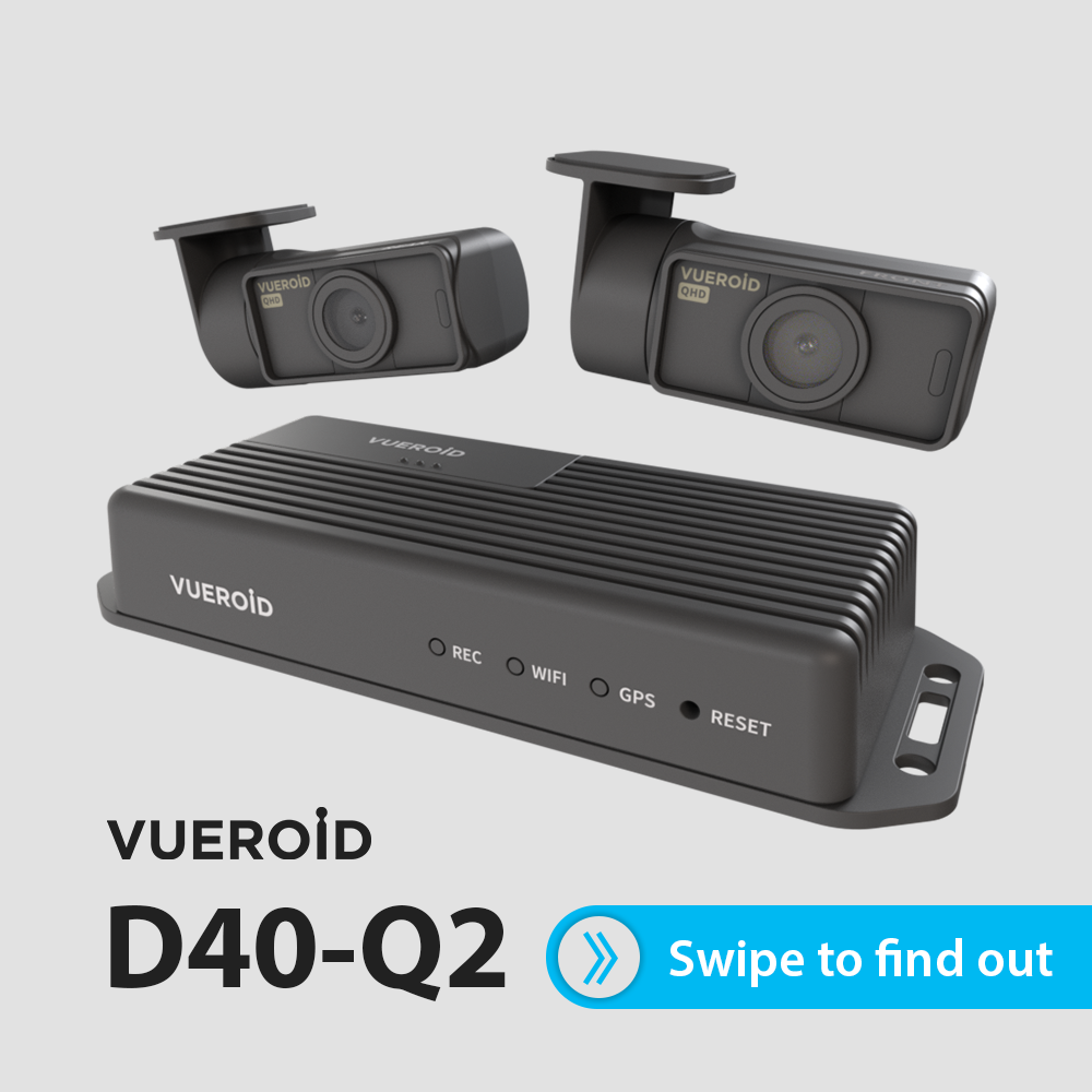 Vueroid D40-Q2 Hidable 2 Channel Dashcam |GPS|Night Vision|Parking Mode (64GB, 128GB, 256GB)