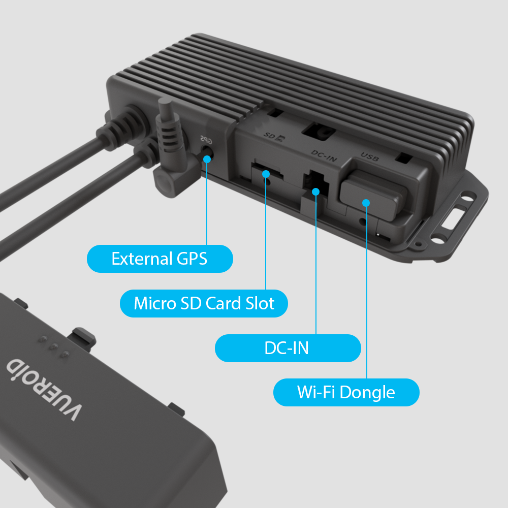 Vueroid D40-Q2 Hidable 2 Channel Dashcam |GPS|Night Vision|Parking Mode (64GB, 128GB, 256GB) - Items