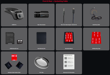 Thinkware U3000 Pro Hardwire version package contents