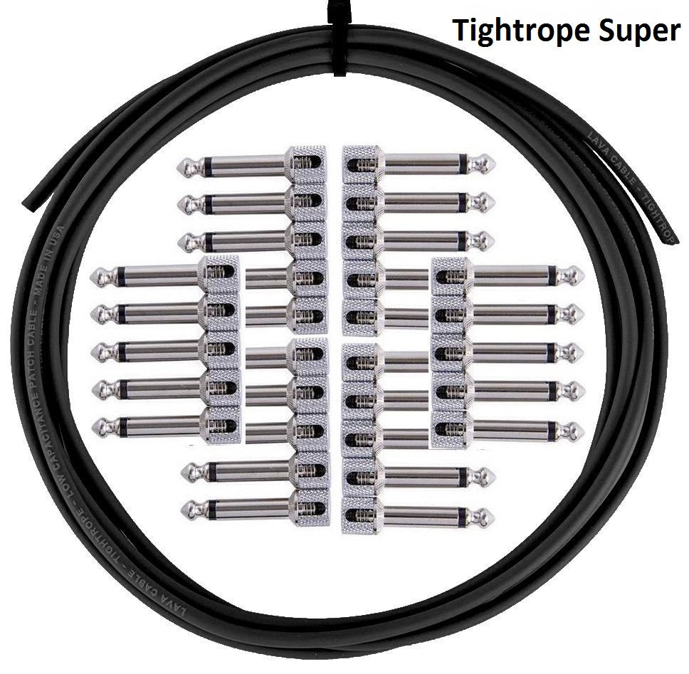 LAVA Cable BLACK Tightrope Solder-Free Pedal Board Super Kit (30 plugs and 30 ft of cable)