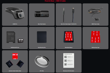 Thinkware U3000 Pro OBD version package contents