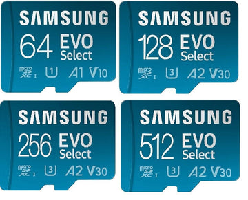 Samsung 100MB/s (U3/U1) MicroSDXC Evo Select Memory Card (64GB, 128GB, 256GB)