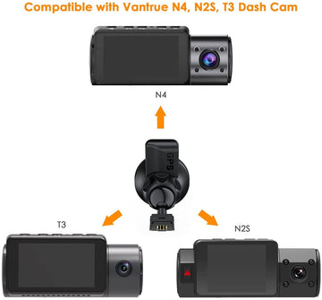 Vantrue N4, N2S, X4S, N1 Pro 2023 Dash Cam GPS Receiver Module Type C USB Port Car Suction Cup Mount