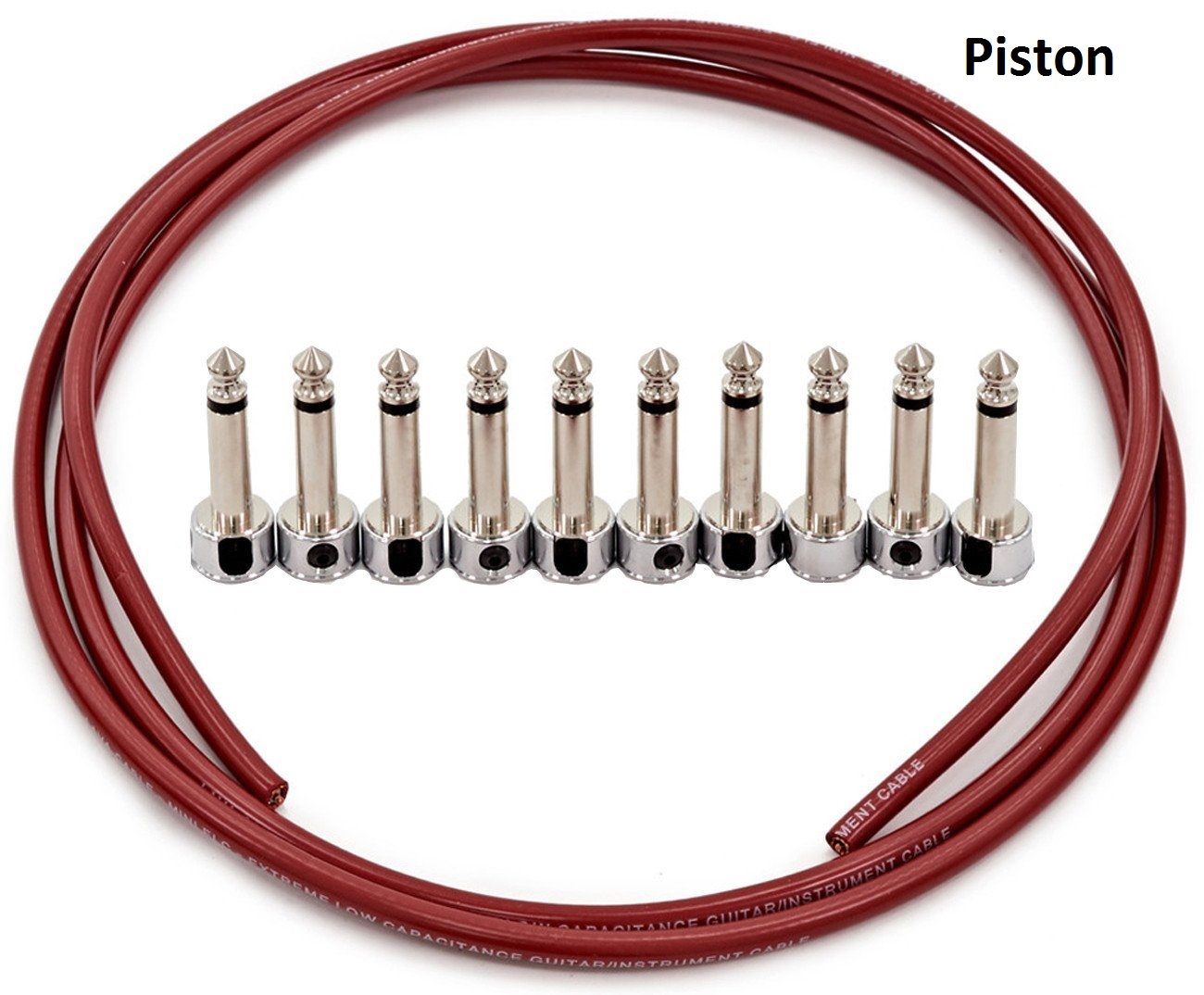 Lava Piston RED Solder-Free Pedal Board Cable Kit -10 R/A Plugs + 10' Cable