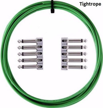 LAVA Cable GREEN Tightrope Solder-Free Pedal Board Kit (10 Right angle plugs and 10 ft of cable)