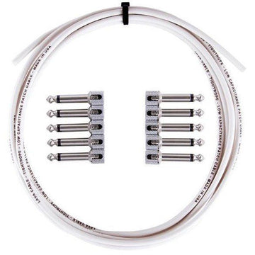 LAVA Cable WHITE Tightrope Solder-Free Pedal Board Kit (10 Right angle plugs and 10 ft of cable)