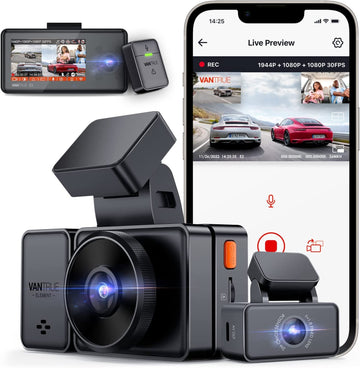 Vantrue E3 2.5K 3 Channel Front and Rear Inside Dash Cam, 3 Way WiFi GPS Dash Camera for Car, 1944P+1080P+1080P, Voice Control, IR Night Vision, 24Hrs Parking Mode, Motion Detection, Support 512GB Max